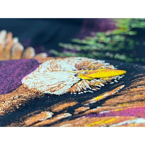 VTG 90s Hazelwood Eagle Scenic T-Shirt Adult Large Black Double Sided Print USA - Picture 13 of 13